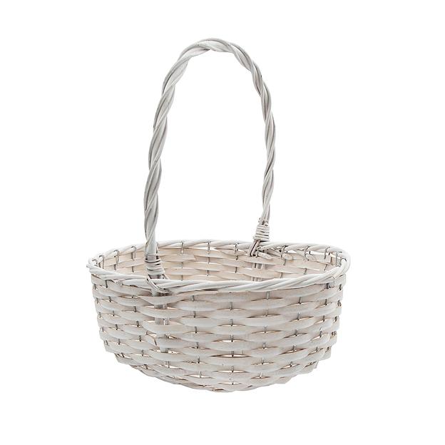 Корзина подарочная c ручкой овальная Д340 Ш250 В140, белый фото 1