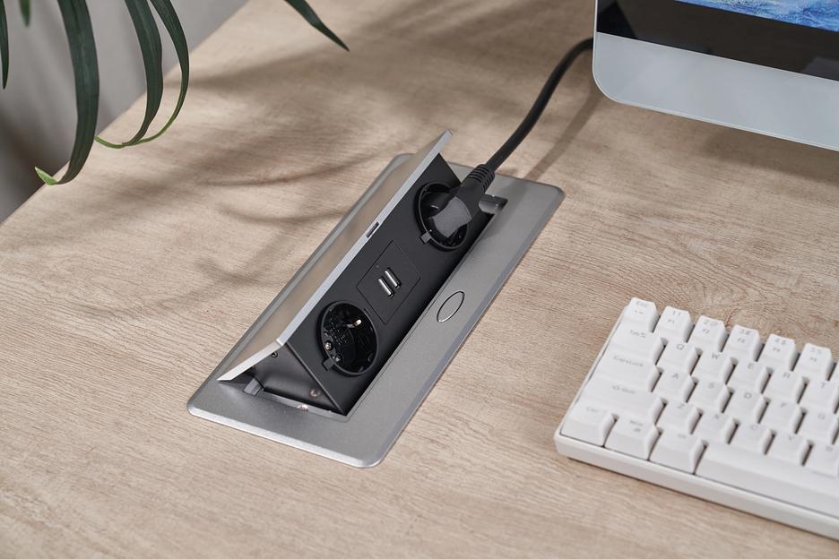 Розетка Cactus CS-SOCKET-EU/USBA-GY для столешницы серый фото 5