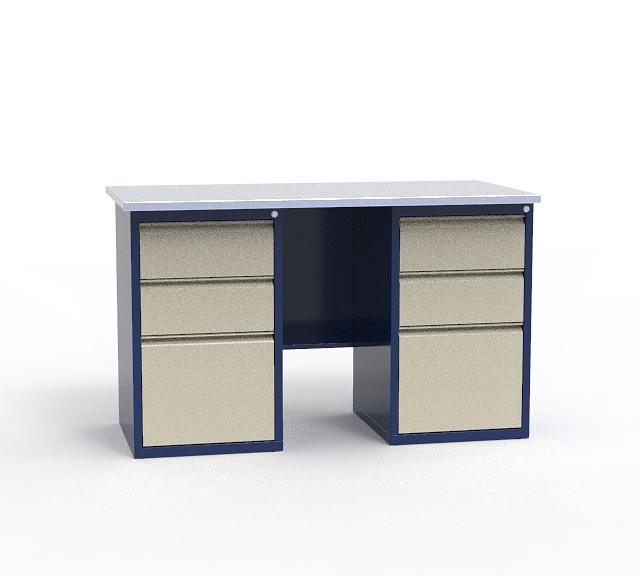 Верстак СВ-2Т.03.03.14_сб6 металлический с тумбами и экраном в мастерскую фото 2