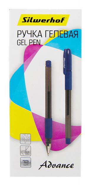 Ручка гелев. Silwerhof Advance (026182-01) d=0.5мм синие кор.карт. линия 0.3мм резин. манжета фото 3