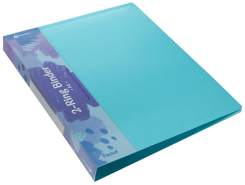 Папка на 2-х кольцах Бюрократ Pastel PAST0812/2RBLUE A4 пластик 0.5мм кор.32мм торц.карм с бум. встав голубой фото 3
