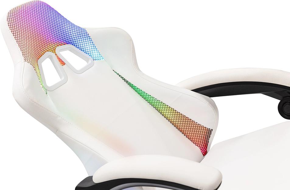 Кресло игровое Knight Wolf RGB белый эко.кожа/сетка крестов. пластик фото 8