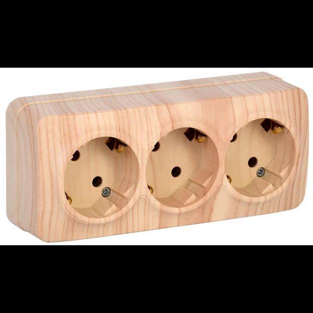 IEK ERH31-K34-16 РС23-3-ХС Розет. 3-ая с з/к о/у 16А GLORY сосна фото 1