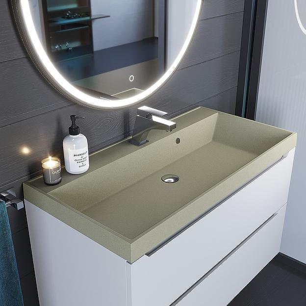 Раковина кварцевая для ванной Uperwood Classic Quartz 100 см, бежевая матовая, десерт фото 1