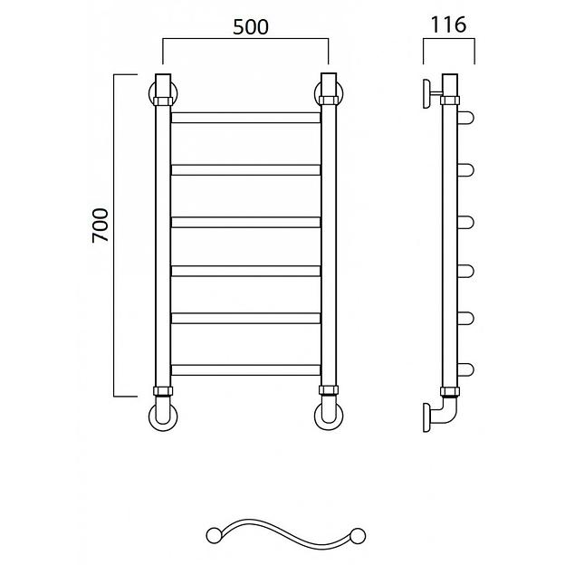 Полотенцесушитель водяной Роснерж Волна L101000 70x50 фото 3