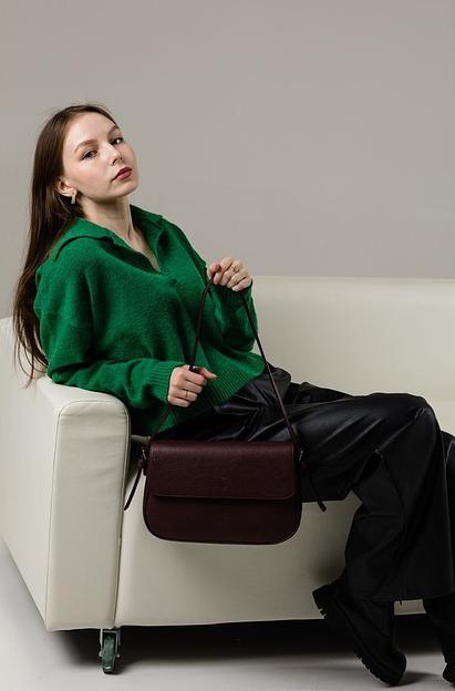 Женская сумка-багет тёмно-бордовая опт фото 2