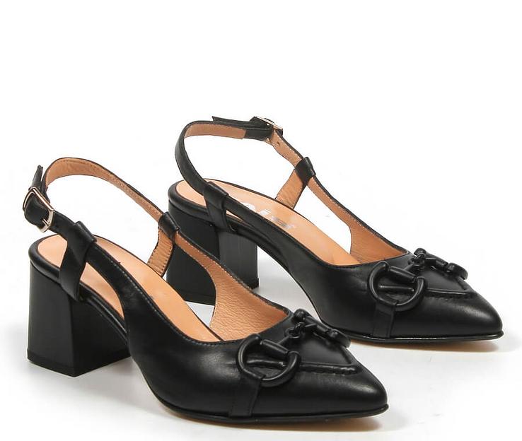 Босоножки женские из натуральной кожи на каблуке, арт.2023-36 чёрный ОПТ фото 5