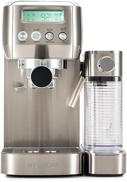 Кофеварка рожковая Hyundai HEM-9999 1350Вт серебристый фото 1