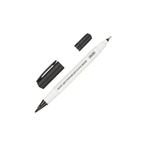 Маркер перманентный для CD/DVD дисков двухсторонний, 0,5 мм/1,2 мм, черный, Attache фото 1