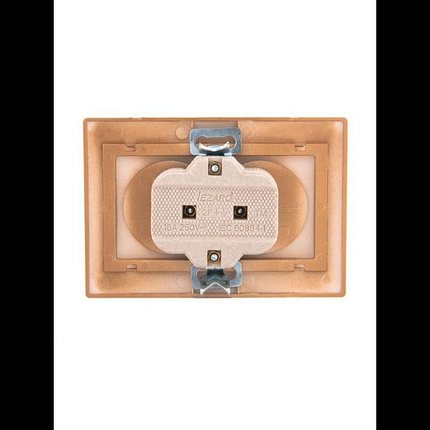 Розетка 2-м СП Mira 16А IP20 без заземл. со вставкой керамика зол. метал. LEZARD 701-1313-128 фото 2