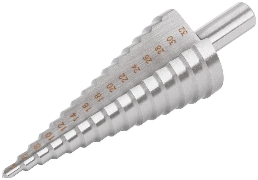 Сверло ступенчатое HSS (Р6М5) по металлу, 15 ступеней, 4-32 мм фото 2