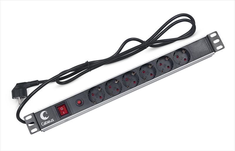 Блок розеток CABEUS PDU-6P-F-2E 6 роз 16А 250V шнур 2м (PDU-6P-F-2EU) фото 1