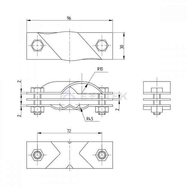 Зажим заземления стержень - стержень диагональный, латунь фото 2