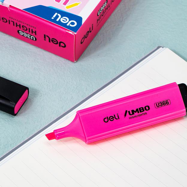 Текстовыделитель Deli EU366-PK Jumbo скошенный пиш. наконечник 1-5мм розовый фото 4