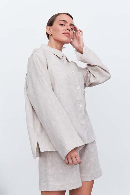 Рубашка короткая  S021_LBGE/Светло-бежевый  фото 7