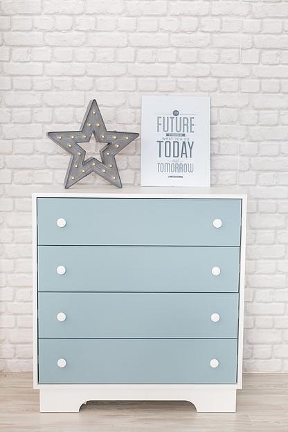 Тумба детская «Облако» 4 ящика голубая фото 1