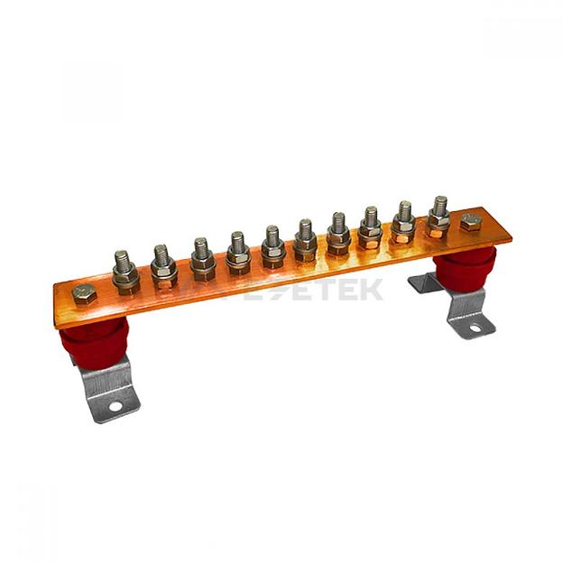 ГЗШ 10 подключений 300х40х4 мм на П-образных пластинах, медь фото 1