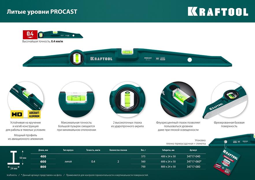 KRAFTOOL PROCAST, 600 мм, литой уровень (34717-060) фото 9