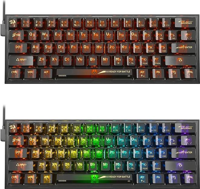 Игровая клавиатура Redragon Fizz прозрачно-чёрная 71737 (USB, +ICE, 61 кл., RGB подсветка) фото 2