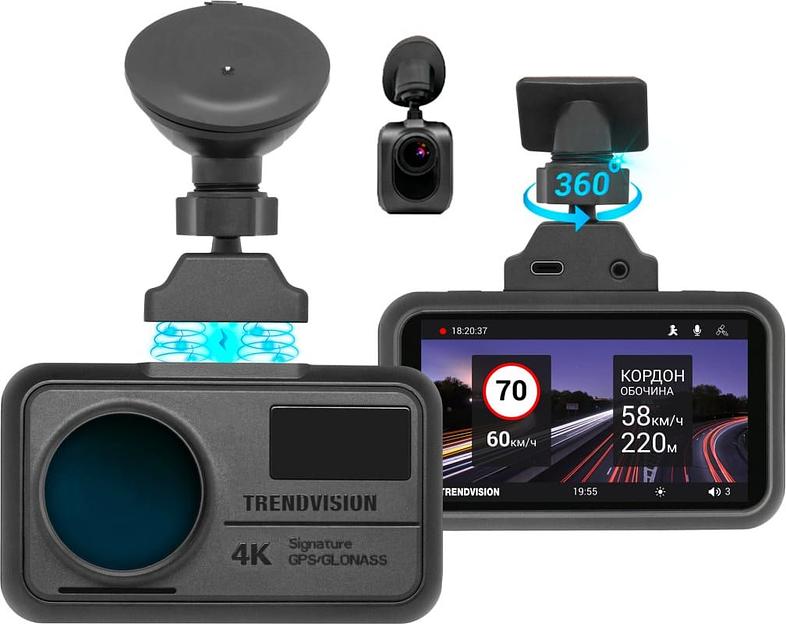 Видеорегистратор TrendVision TDR-725 Real 4K черный 8Mpix 2160x3840 2160p 170гр. GPS NT96670 фото 1