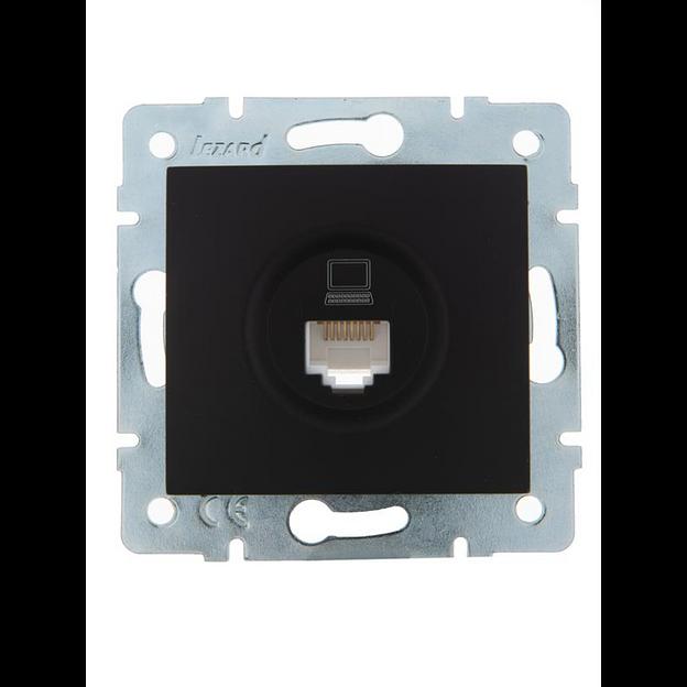 Розетка компьютерная 1-м СП Karina RJ45 механизм черн. бархат LEZARD 707-4288-139 фото 1