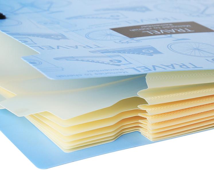 Папка-портфель Deli 5737 на кнопке 8 отдел. A4 пластик ассорти фото 5