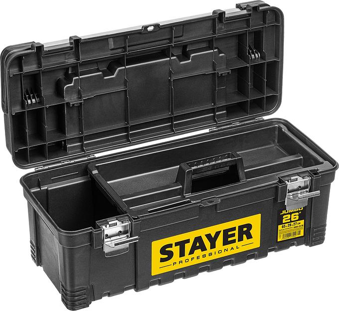 STAYER JUMBO-26, 650 x 280 x 270 мм, (26″), пластиковый ящик для инструментов, Professional (38003-26) фото 5