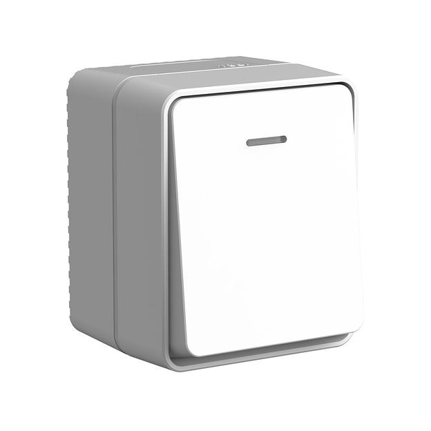 AtlasDesign PROFI IP54 открытой установки 1-клавишный выключатель с подсветкой 10 АХ, серый фото 1