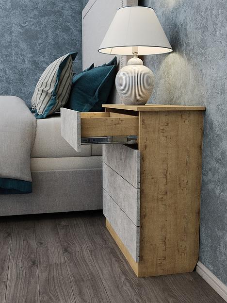 Комод Wood&Stone «Малави» дуб бунратти, цемент светлый 77.8×32.2×79.4 см фото 5