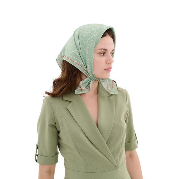 Женский платок «Коты» искусственный шёлк Армани 55×55 см фото 5