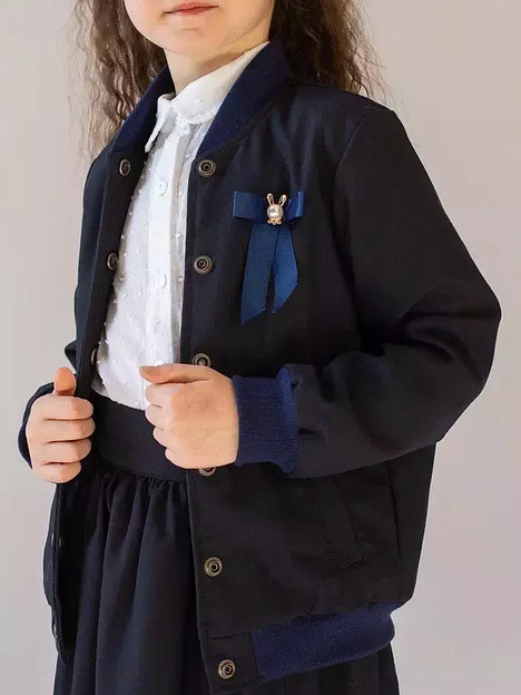 Бомбер школьный на девочку KristiKlo синий ОПТ фото 8