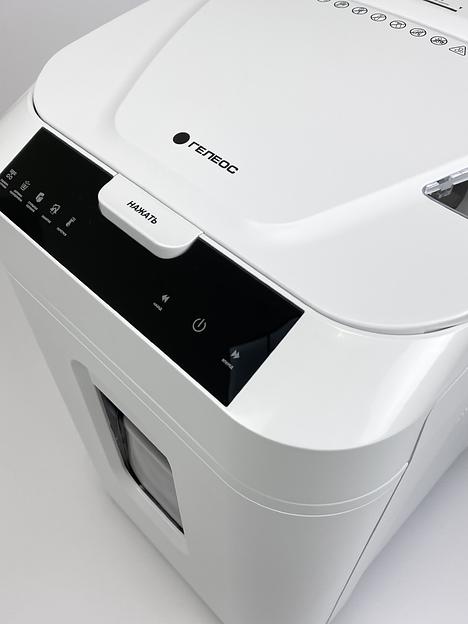 Шредер Heleos АП40-5 белый с автоподачей (секр.P-5) фрагменты 180лист. 37лтр. скрепки скобы пл.карты фото 2