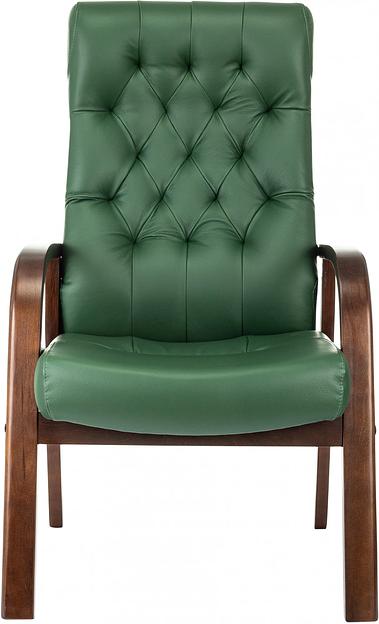 Кресло Бюрократ T-9928WALNUT-CF зеленый кожа на ножках дерево фото 2