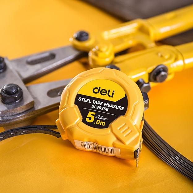 Измерительный и разметочный инструмент Deli Рулетка Deli DL9025B 5м*25мм, метрическая, ударопрочный корпус фото 6