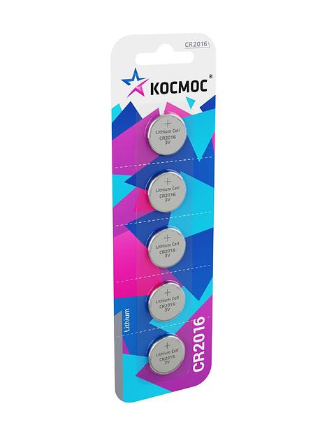 Элемент питания CR2016 3V Lithium 5BL Космос фото 1