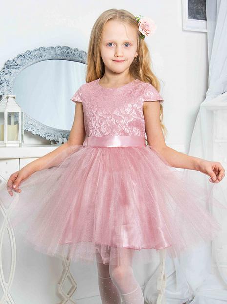 Платье для девочки Энди нарядное, пепельная пудра, 21-184, опт фото 1