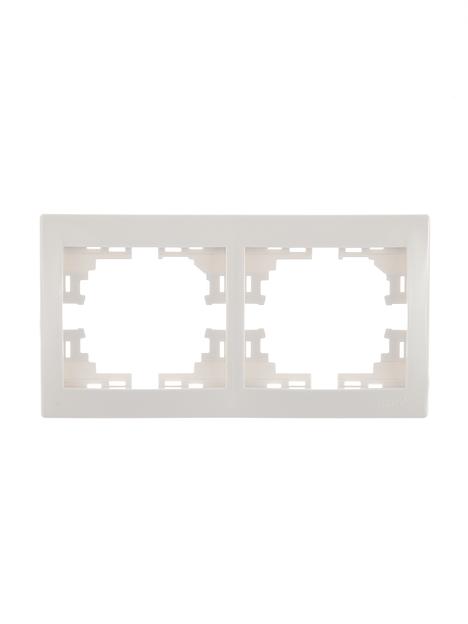 MIRA Рамка 2 поста горизонтальная белая без вставок фото 1