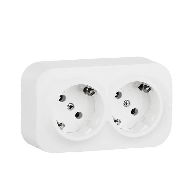 Розеточный блок с предварительным подключением 2 x 2К+З без шторок - 16 A - 250 В~ - Quteo IP 20 - Белый Legrand 782233 фото 2