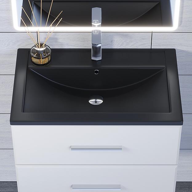 Раковина кварцевая для ванной Uperwood Foster Quartz 70 см, черная матовая, уголь фото 2