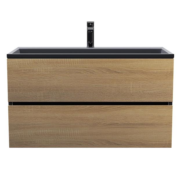 Тумба под раковину для ванной Uperwood Barsa 90 см, подвесная, черная/дуб сонома фото 8