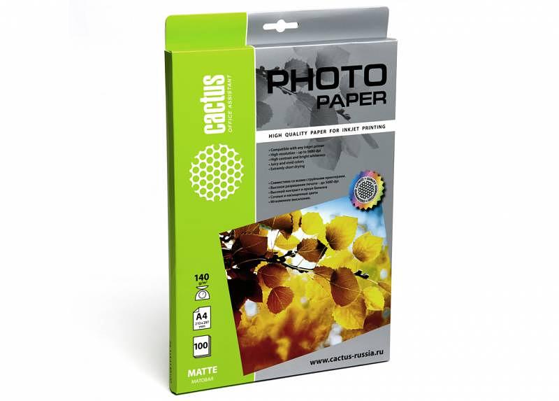 Фотобумага Cactus CS-MA4140100 A4/140г/м2/100л./белый матовое для струйной печати фото 1