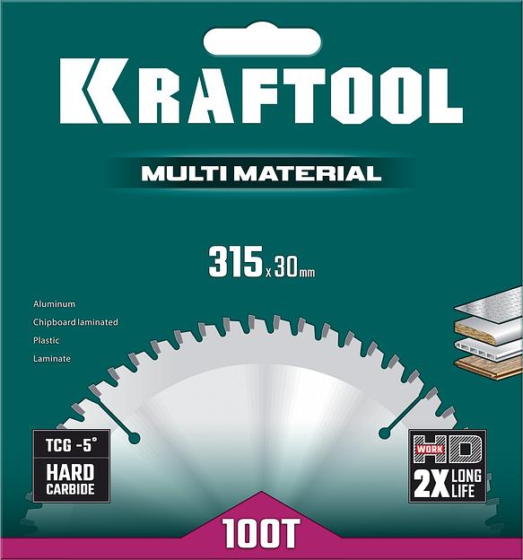 KRAFTOOL Multi Material, 315 х 30 мм, 96Т, пильный диск по алюминию (36953-315-30) фото 5