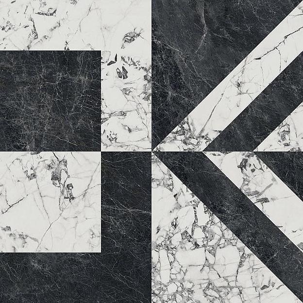 Керамогранит Kerama Marazzi Бьянко Неро белый чёрный лаппатированный 1195x1195 фото 1