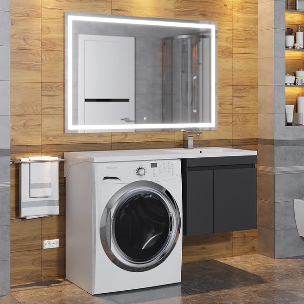 Тумба под стиральную машину Uperwood Magenta, 60 см, подвесная, черная, с дверцами фото 6