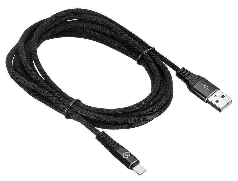 Кабель Digma LIGHT-3M-BRAIDED-BLK USB (m)-Lightning (m) 3м черный фото 2