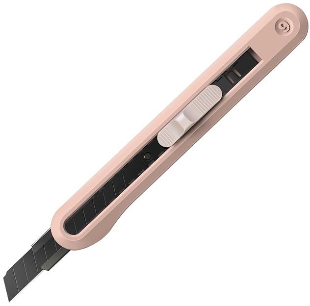 Нож канцелярский Deli ENS063 Nusign шир.лез.9мм выдвижное лезвие фиксатор усиленный сталь розовый фото 1