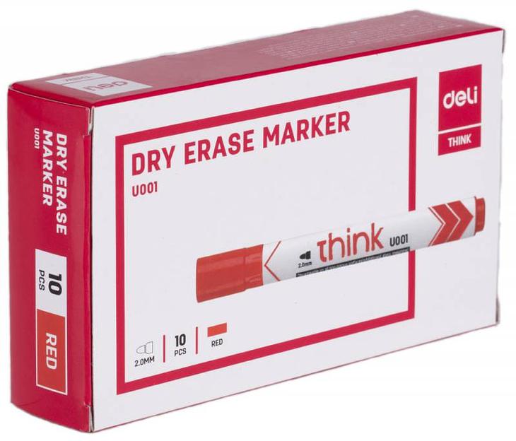 Маркер для досок Deli EU00140 Think круглый пиш. наконечник 2мм красный фото 2