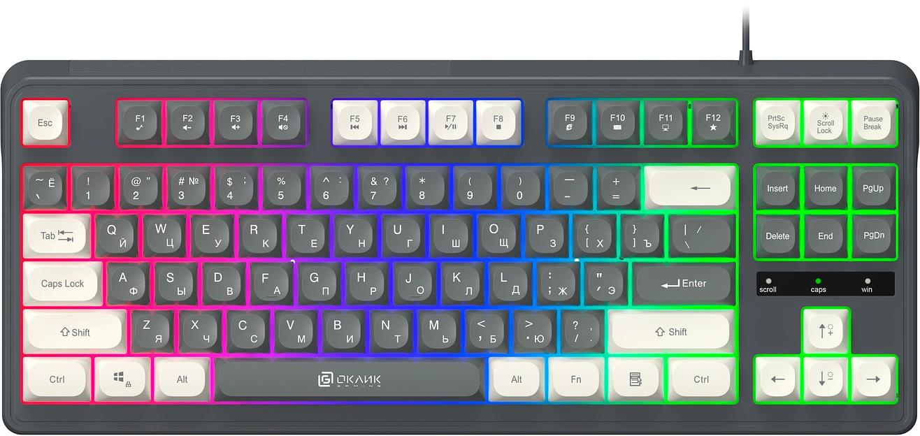 Клавиатура Оклик 711G серый/белый USB for gamer LED (1790385) фото 1