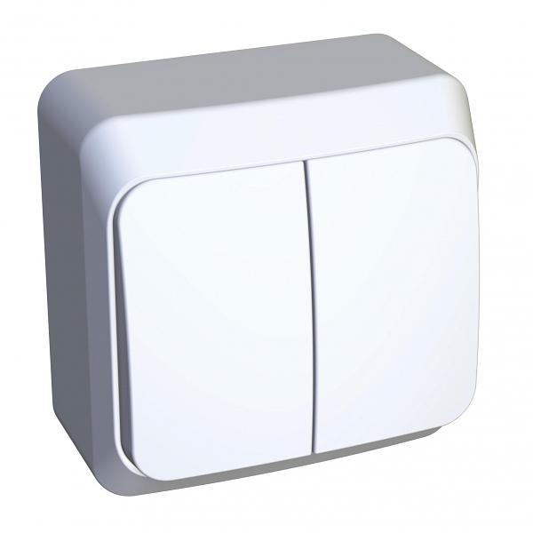 Systeme electric BA10-002B ЭТЮД О/У 2-клавишный ВЫКЛЮЧАТЕЛЬ 10 АХ, БЕЛЫЙ, Россия фото 1