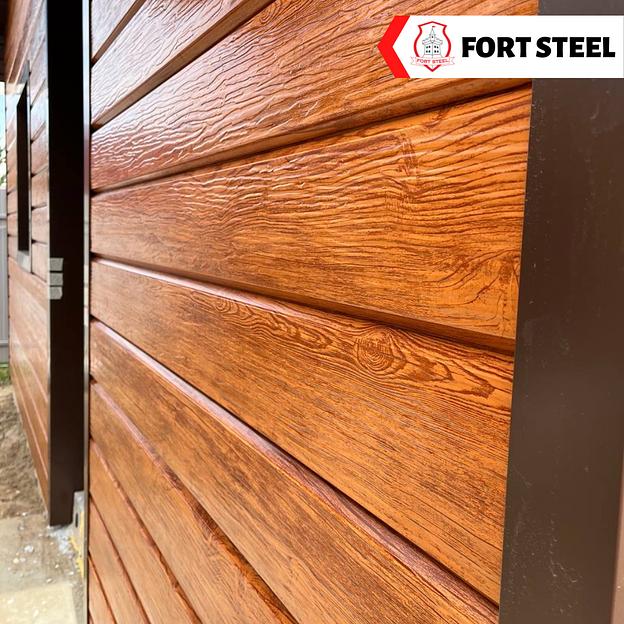 Металлический сайдинг «Евробрус с тиснением» цвет Printech ПИХТА 3D фото 3